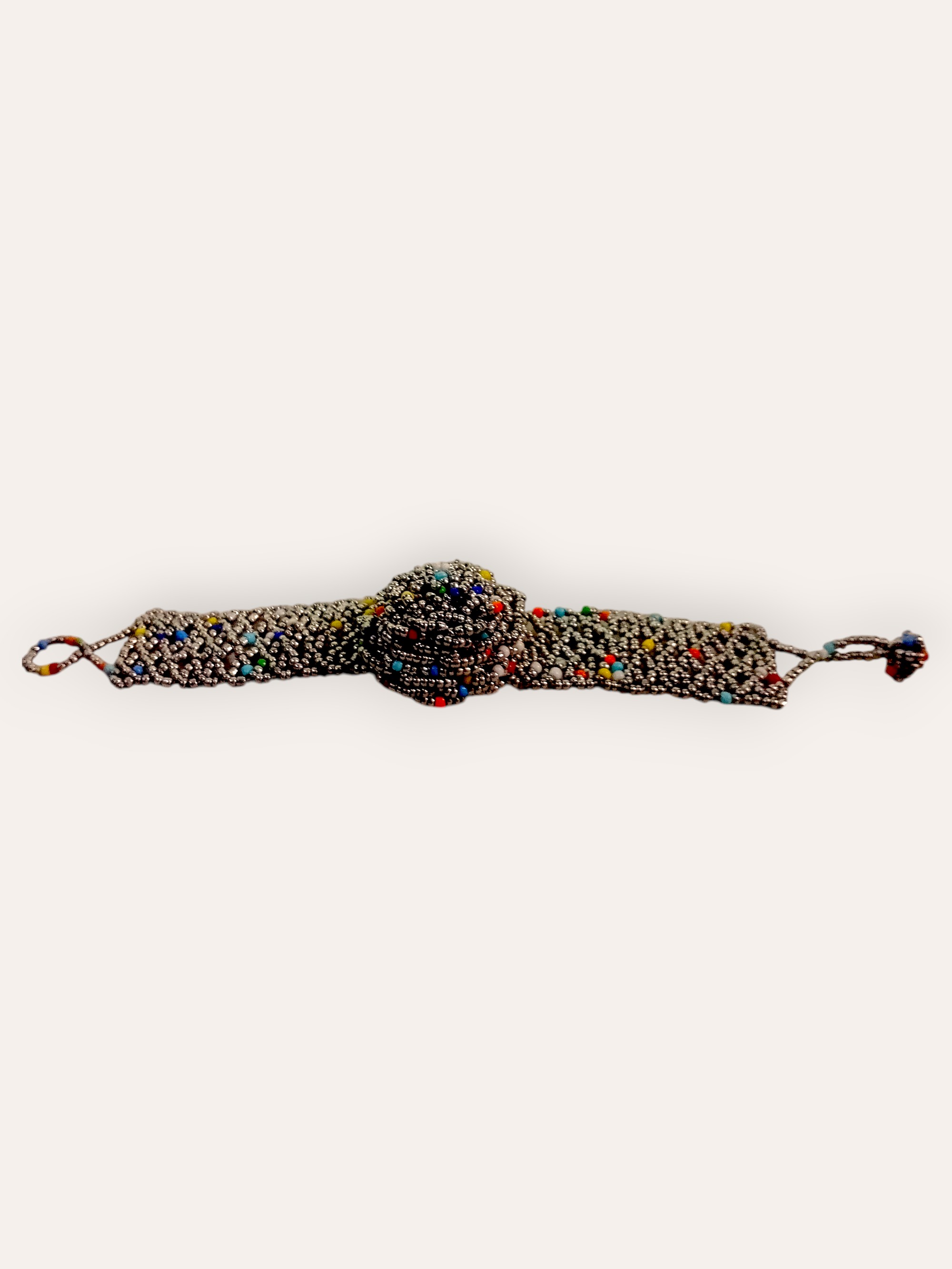 Silver Glass Bead Wide Bracelet — image 2