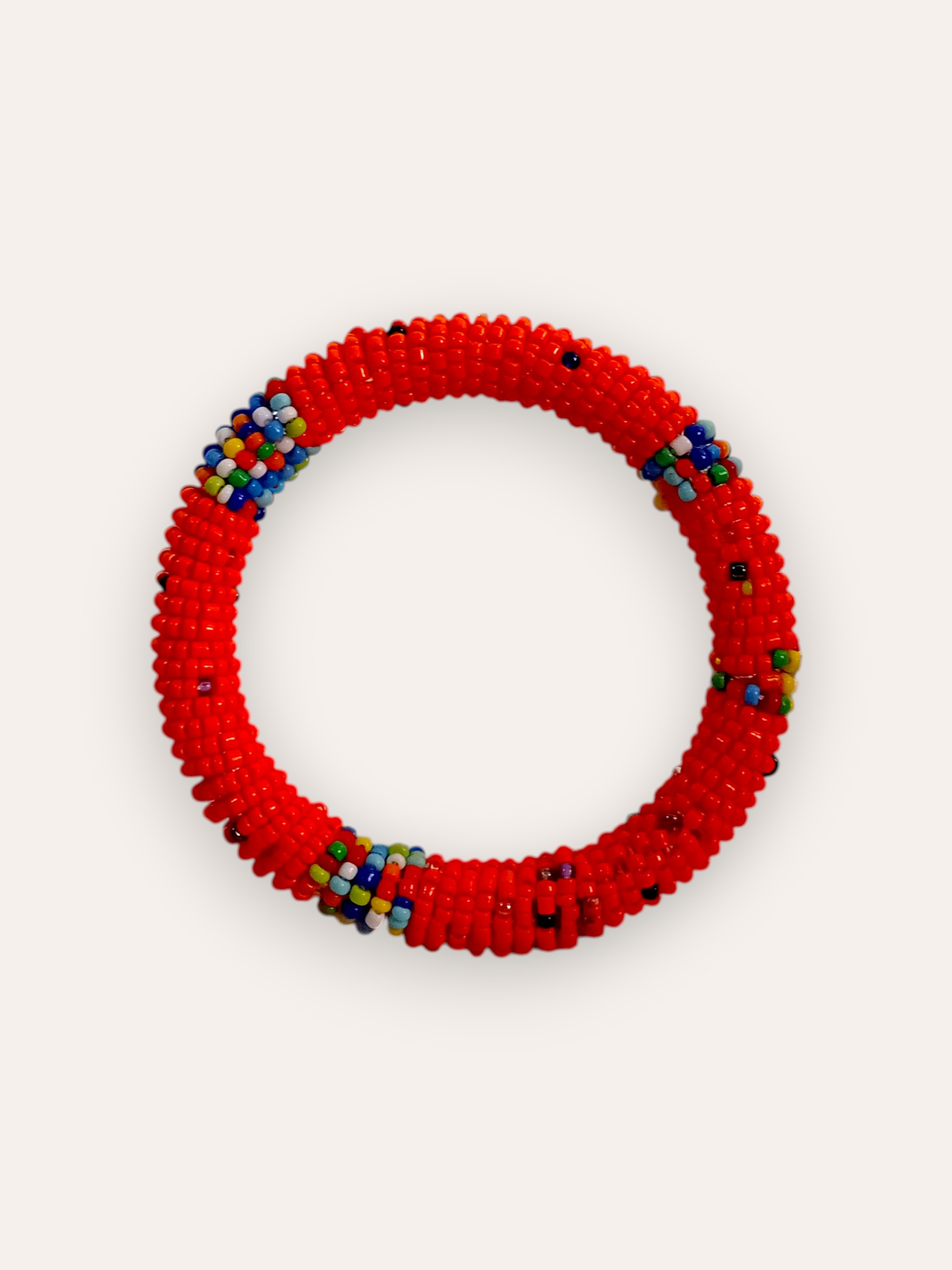 Orange Geometric Beaded Bangle — image 2