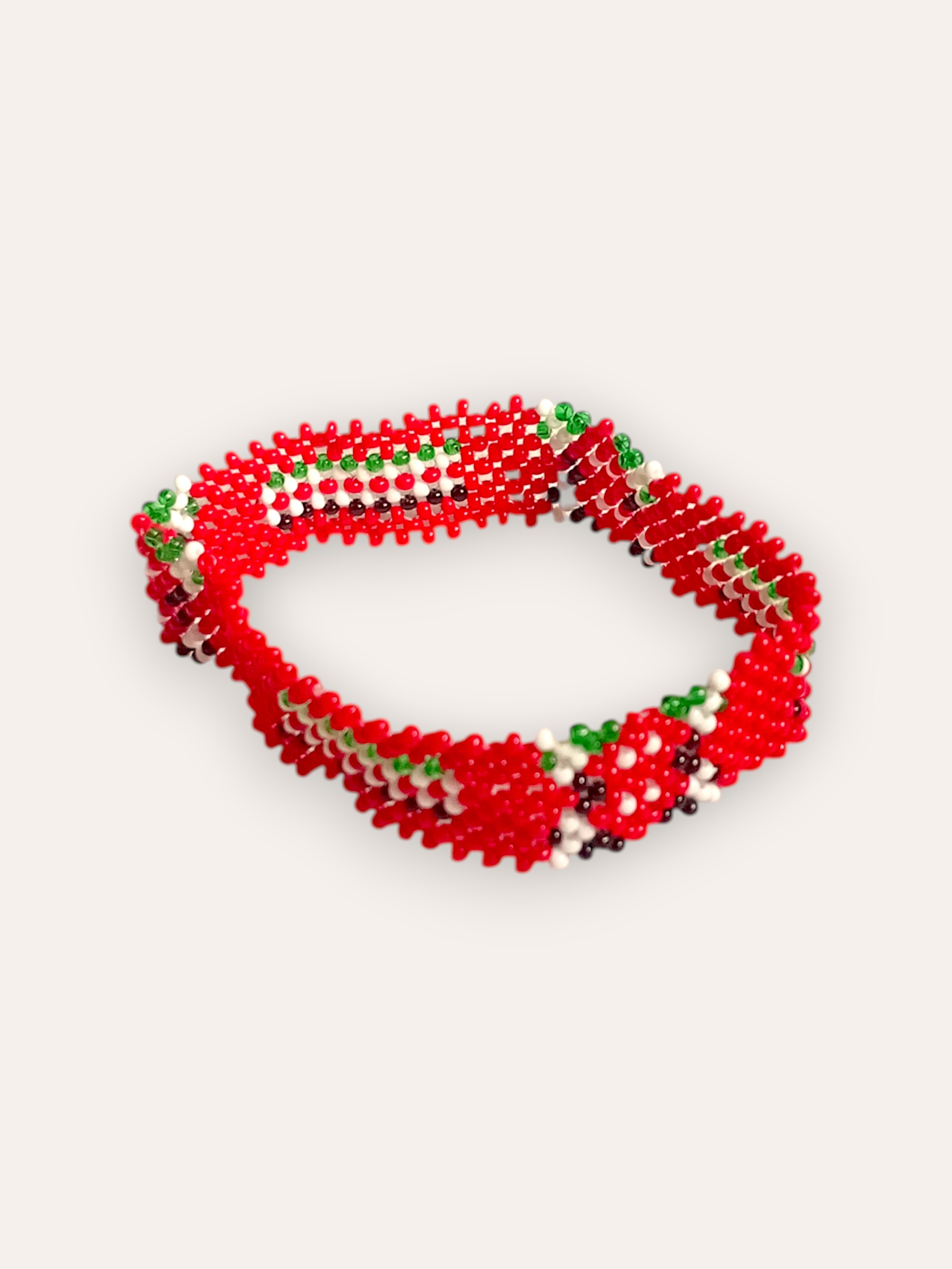 Patriotic Red Shield Beaded Cuff Bracelet — image 2